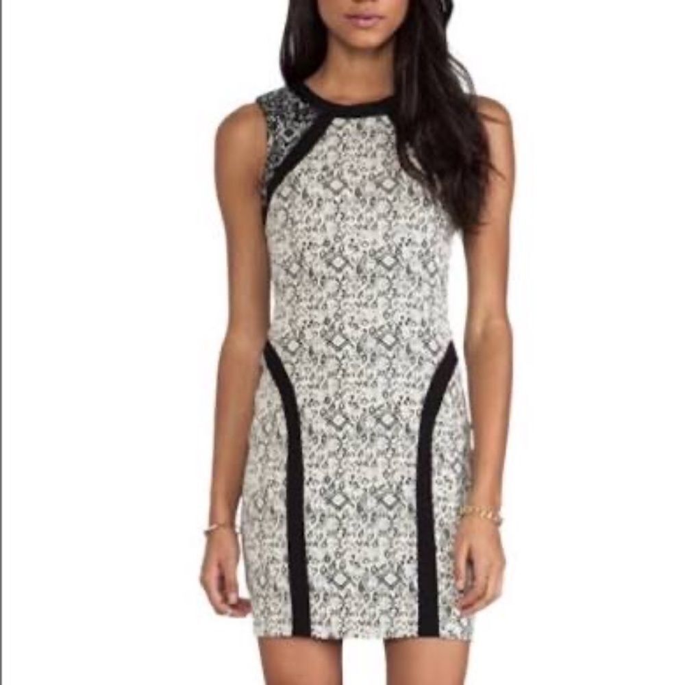Parker Jagger Black/White Heather Knit Dress‎ Sz S
